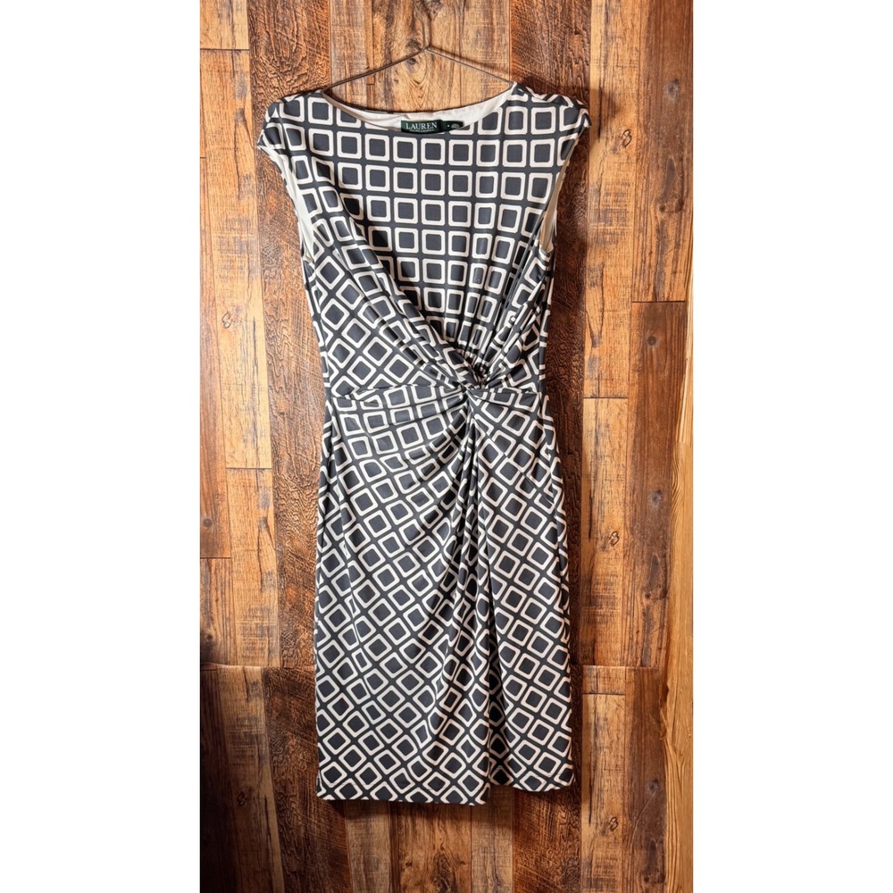 Lauren Ralph Lauren Black and White Geometric Midi Dress